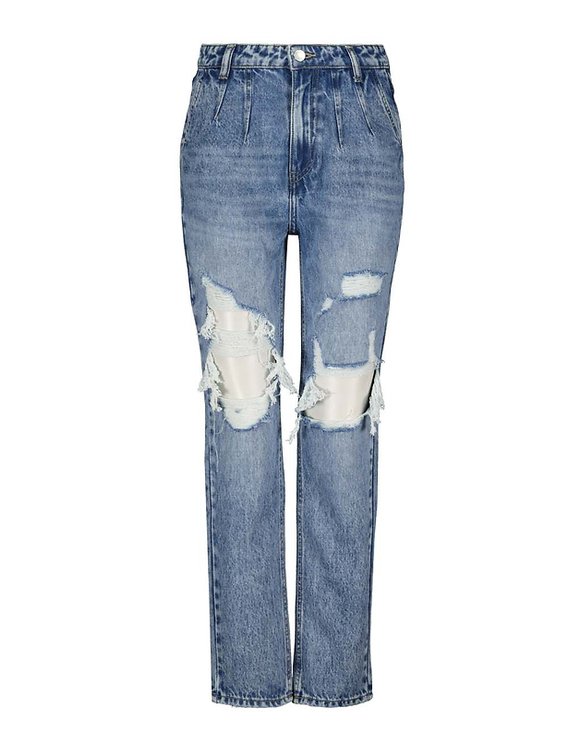 high waist rip jeans