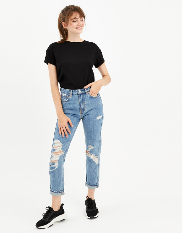 Jeans Mom a Vita Alta