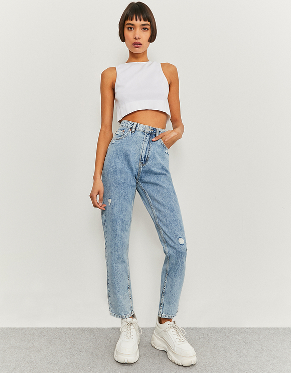 High Waist Ripped Mom Jeans