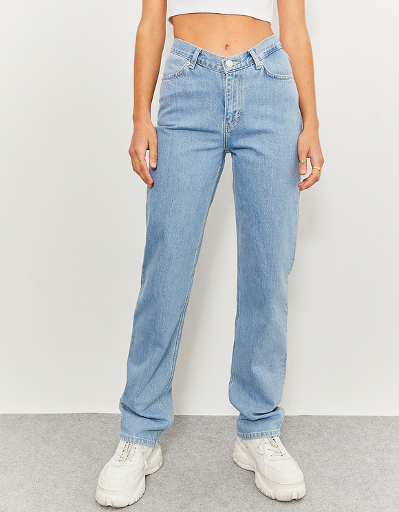 Blue High Waist Flare Jeans | TALLY 