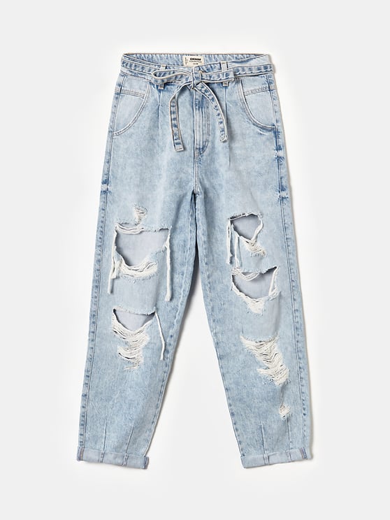High Waist Slouchy Ripped Jeans | TALLY 