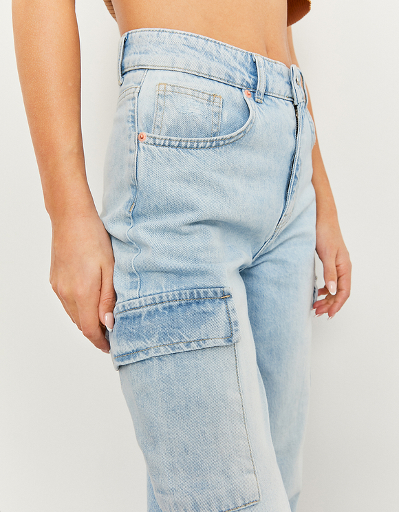 Blue High Waist Cargo Jeans | TALLY 