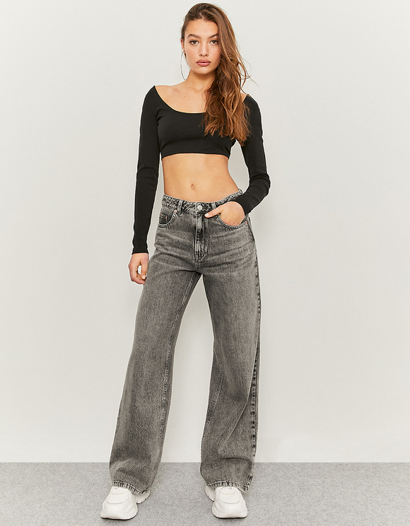 Jeans Grigi a Vita Alta a Gamba Larga | TALLY WEiJL Online Shop