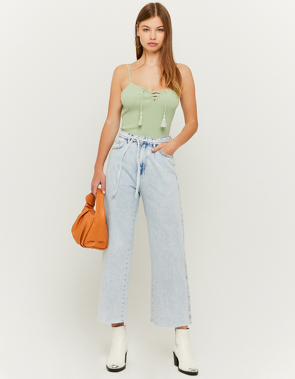 Blue High Waist Wide Leg Jeans | TALLY 
