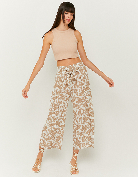 High Waist Wrap Printed Trousers 