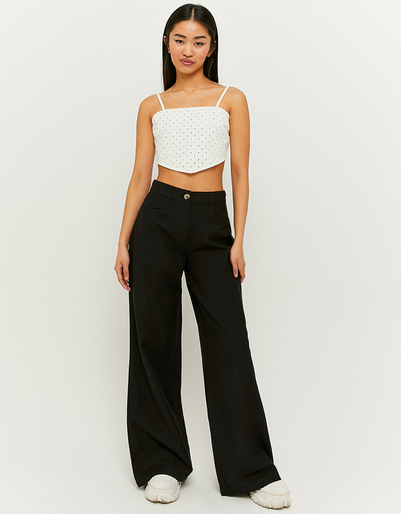 Pantaloni Larghi a Vita Media Neri | TALLY WEiJL Online Shop