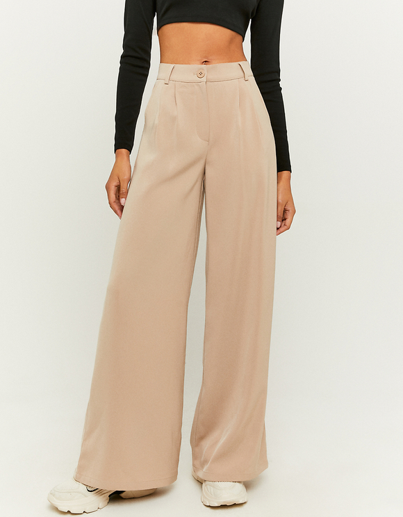 Pantaloni Larghi a Vita Alta Marroni | TALLY WEiJL Online Shop