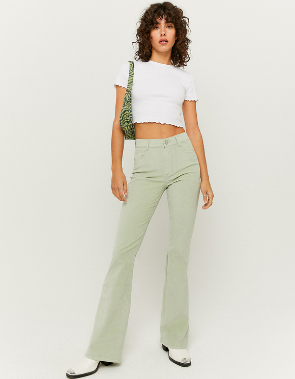 Pantaloni Verdi a Zampa a Vita Alta | TALLY WEiJL Online Shop