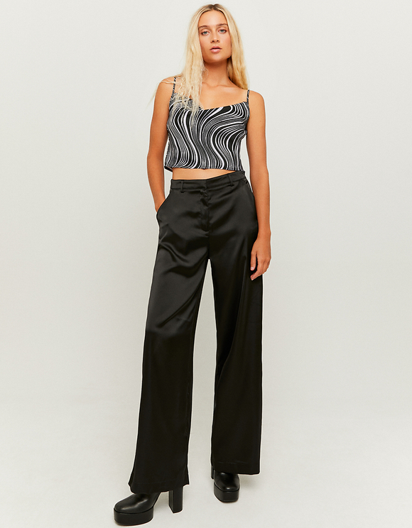 Pantaloni Larghi a Vita Alta Neri | TALLY WEiJL Online Shop