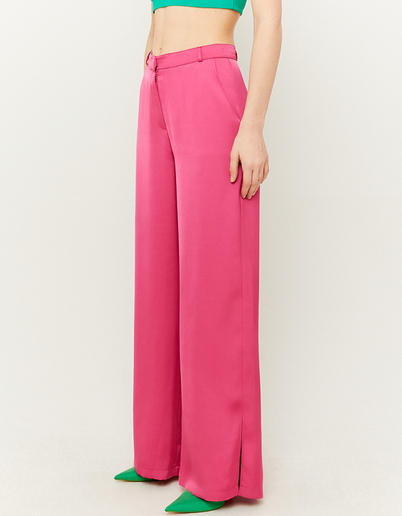 Pink High Waist Wide Leg Trousers 