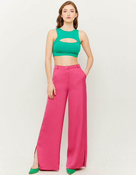 Pantaloni Larghi a Vita Alta Rosa | TALLY WEiJL Online Shop