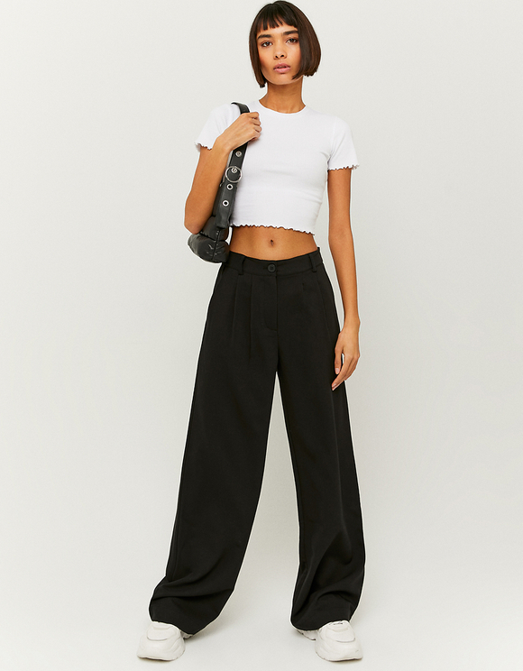 Pantaloni Larghi a Vita Alta Neri | TALLY WEiJL Online Shop