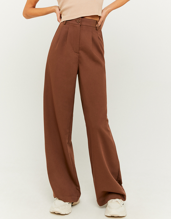 Brown High Waist Wide Leg Trousers 