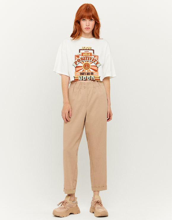 Pantaloni Beige Paperbag a Vita Alta | TALLY WEiJL Online Shop