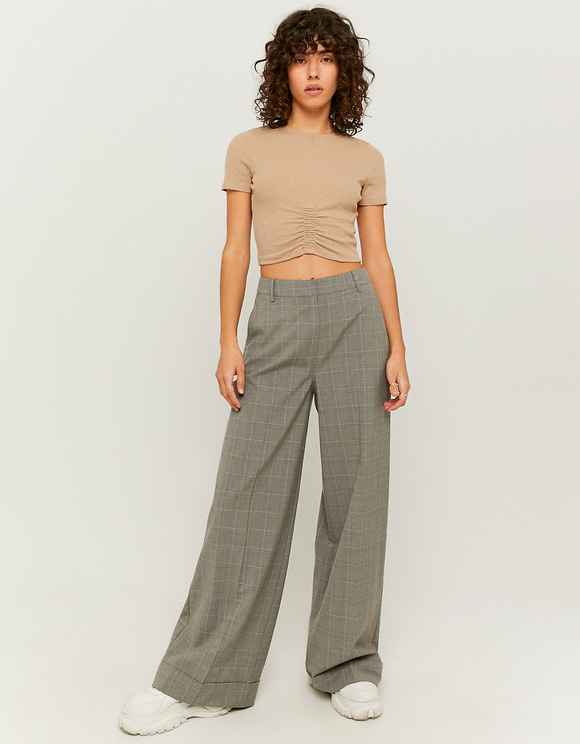 Pantaloni Larghi a Vita Alta Marroni | TALLY WEiJL Online Shop