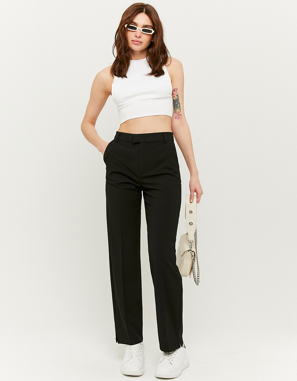 Black High Waist Straight Leg Trousers 