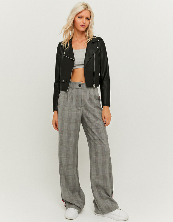 Grey High Waist Straight Leg Trousers 