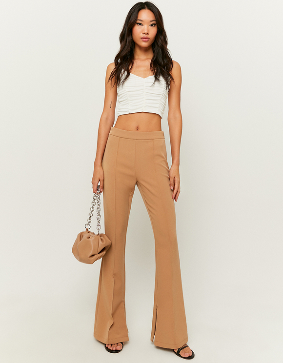 Yellow High Waist Flare Trousers 