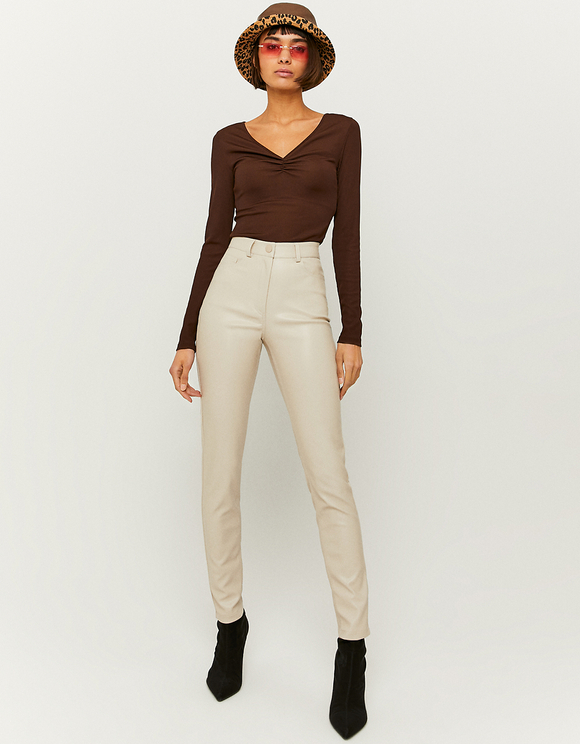 Beige High Waist Skinny Trousers | TALLY WEiJL Online Shop