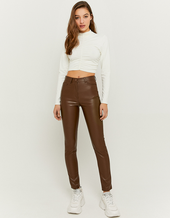 Pantaloni Marroni Skinny a Vita Alta | TALLY WEiJL Online Shop