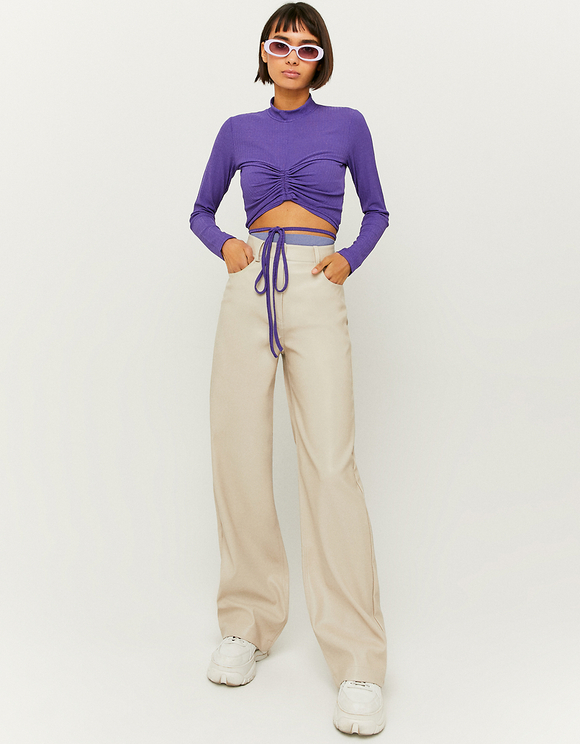 Pantaloni Beige Larghi a Vita Alta | TALLY WEiJL Online Shop