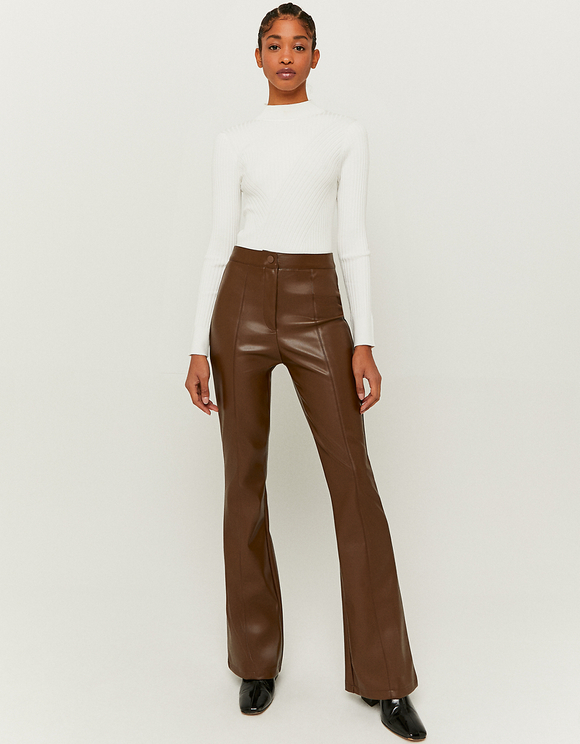 Pantaloni Marroni a Zampa a Vita Alta | TALLY WEiJL Online Shop