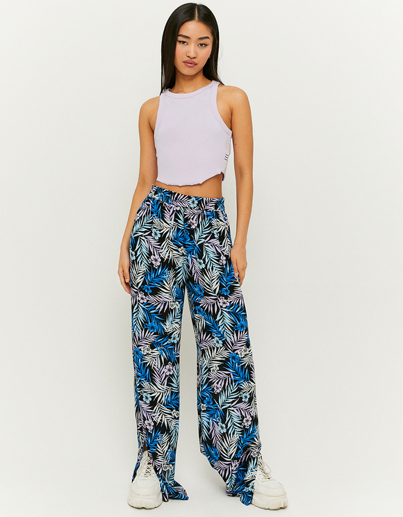 High Waist Straight Printed Trousers 