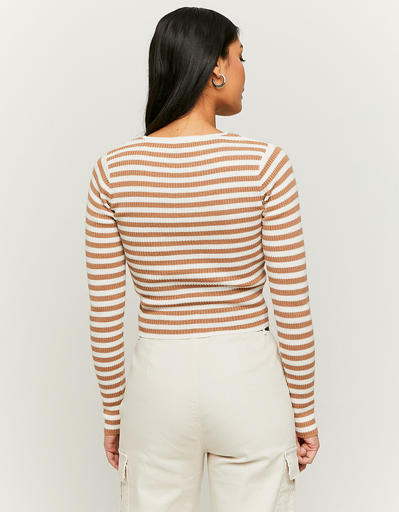 JDY Maglietta Donna A Righe - Top Basic Collo Tondo - 95% Cotone 5% Elastan - 2