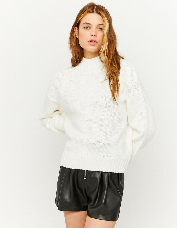 Weißes Basic Pullover