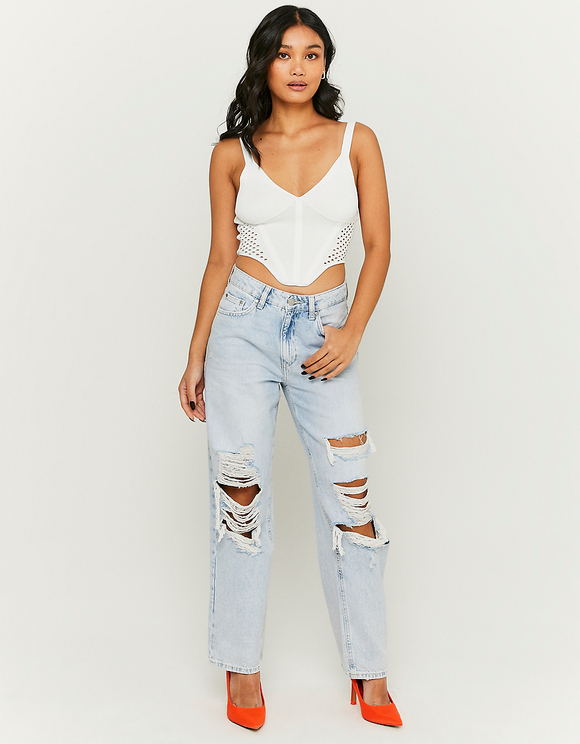 Cut Out Knit Cropped Crop Top