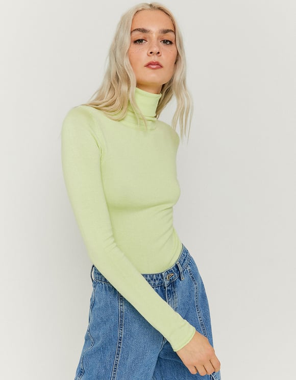 green turtle neck top