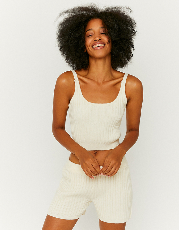 Vicolo Pantaloncini cammello in maglia a trecce - Calibro Shop