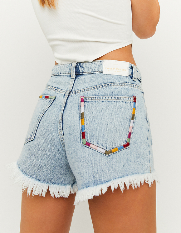 High Waist Raw Hem Denim Shorts | TALLY 