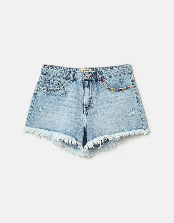 High Waist Raw Hem Denim Shorts | TALLY 