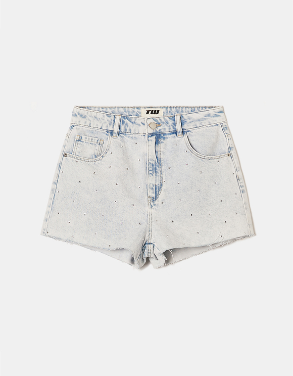 ORANDESIGNE Short En Jean Taille Haute Femme – Fleur Denim Décontracté, Style Boho Estival
