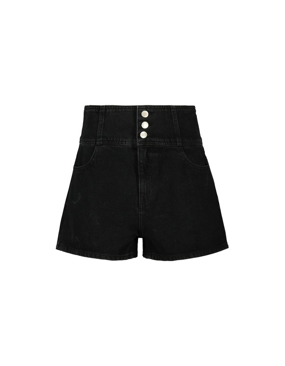 high waisted black denim shorts