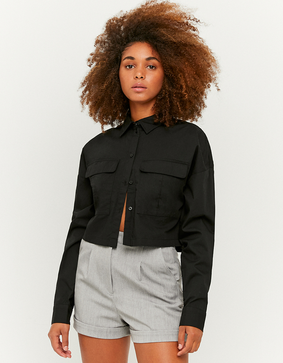 high waisted black button shorts