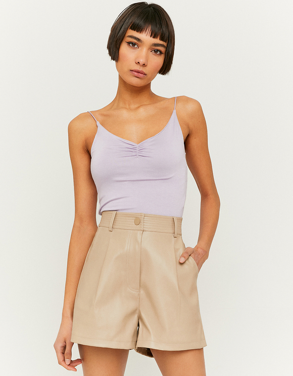 Beige High Waist Slouchy Shorts | TALLY 