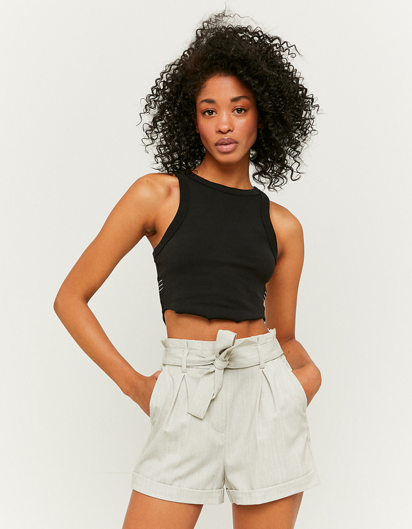 High Waist Linen-Blend Shorts | TALLY 