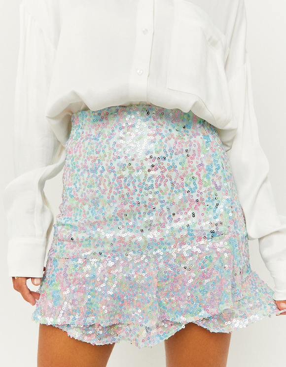 Ruffled Sequin Mini Skirt