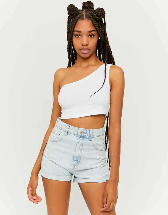white one shoulder crop