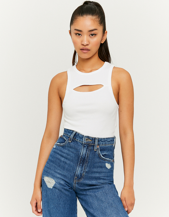 White Cut Out Crop Top
