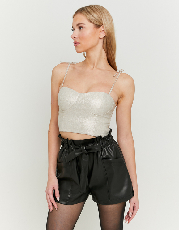 Top Court Bustier Sequins Doré – Lynne – Taille 12 (EU 40) – Neuf Avec étiquettes