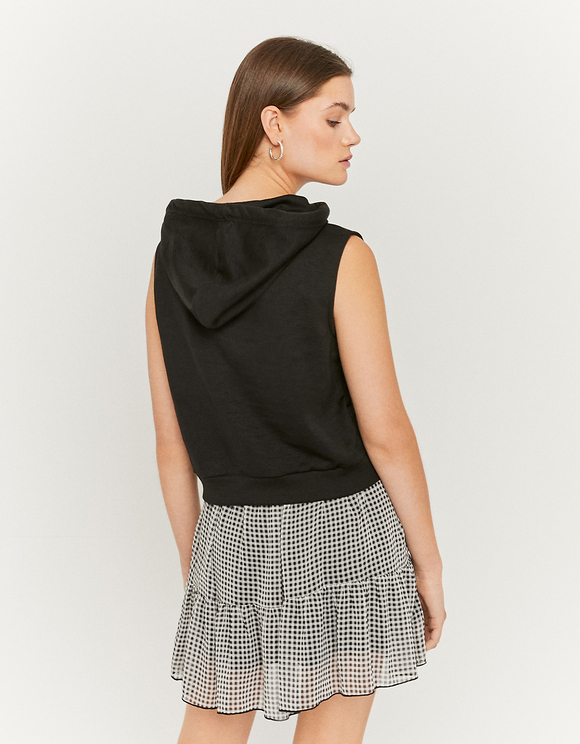 Top Nero in Felpa con il Cappuccio