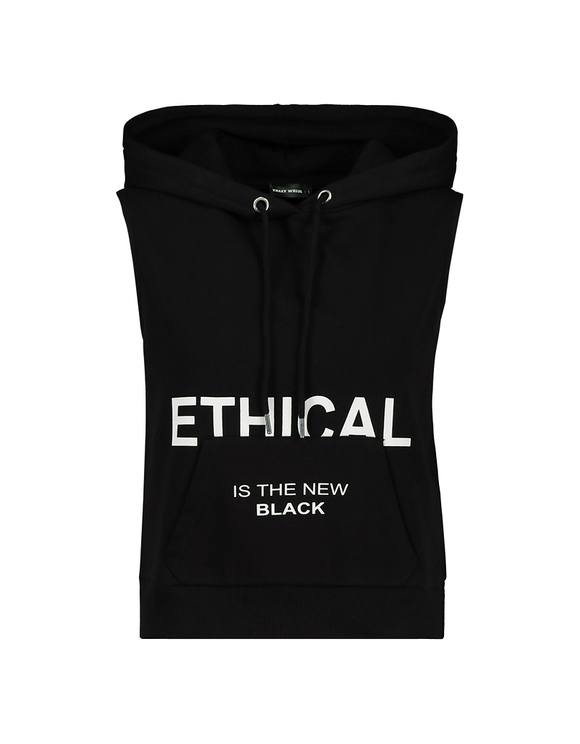 Top Nero in Felpa con il Cappuccio