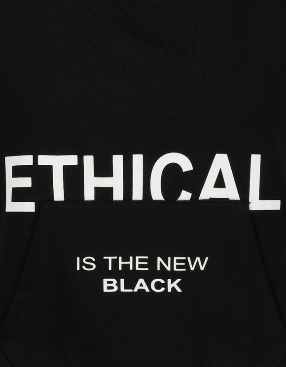 Top Nero in Felpa con il Cappuccio