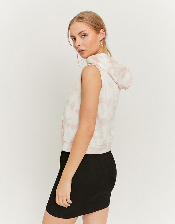 Top Rosa Tie-Dye in Felpa con il Cappuccio
