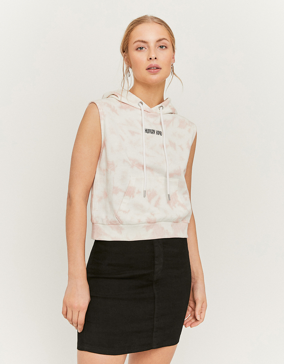 Top Rosa Tie-Dye in Felpa con il Cappuccio