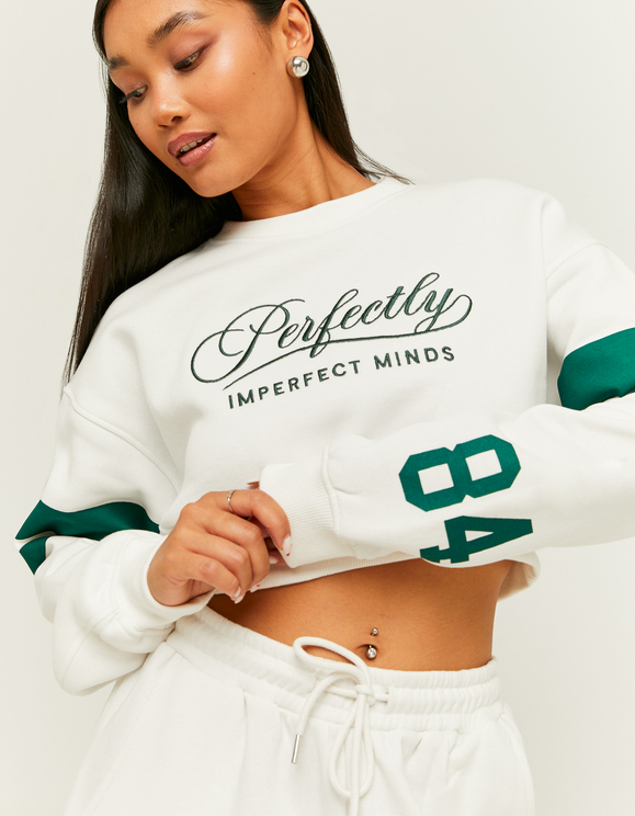 Felpa Corta con Stampa Collegiale