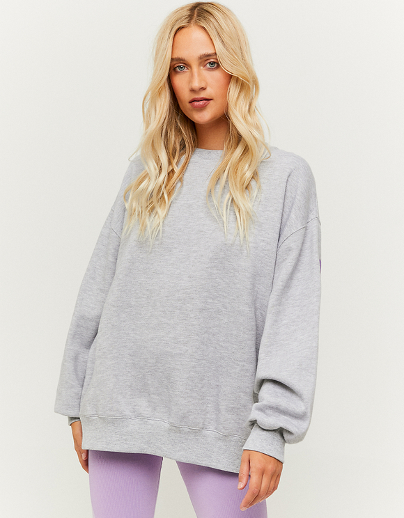 Grey Oversize Printed Sweatshirt